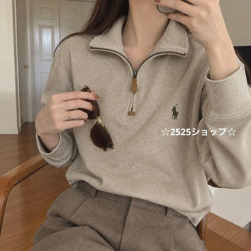 ✨️激レア✨ POLO ラルフローレン スウェット ハーフジップ ベージュ