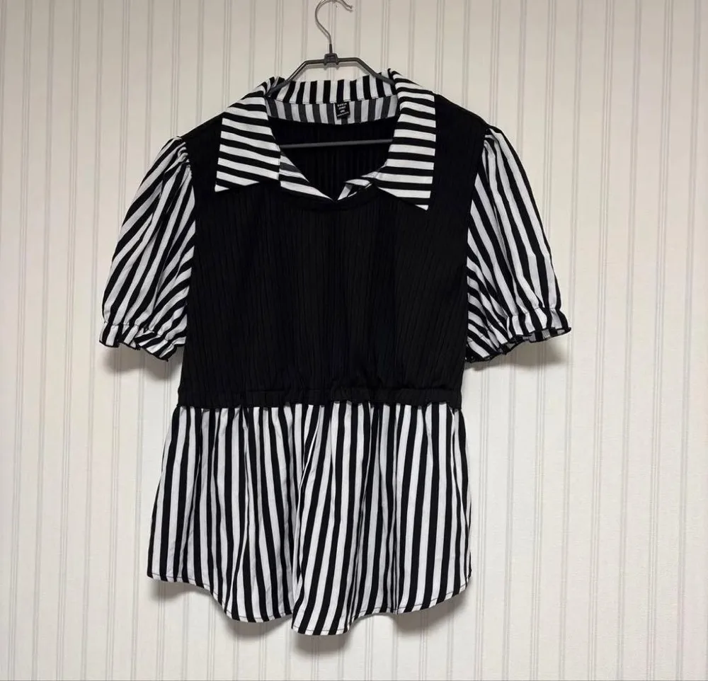 大きいサイズ 4XL 5L ストライプ シャツチュニック