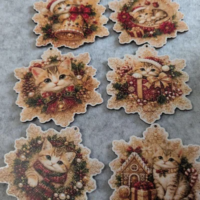 クリスマス 猫 オーナメント 6種セット