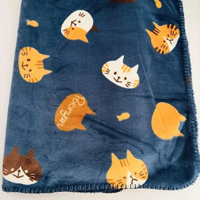 ふんわりあったか2枚合わせひざ掛け 猫柄 毛布 ブランケット ねこ ネコ