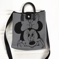 ミニーマウス ニット ショルダーバッグ グレー