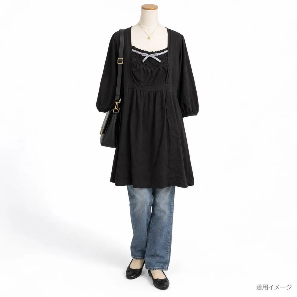 新品 CLASSA チュニック トップス ゆったり フェミニン ブラック L