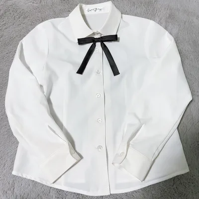 CHOPIN deux キッズ ホワイト長袖シャツ リボン付き