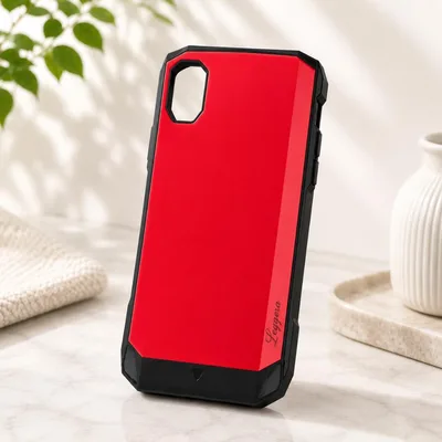 iPhoneXR 耐衝撃 ハイブリッドケース 赤 レッド シンプル お洒落 頑丈