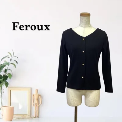 zG2126【M】Feroux カーディガン リブニット クルーネック 長袖