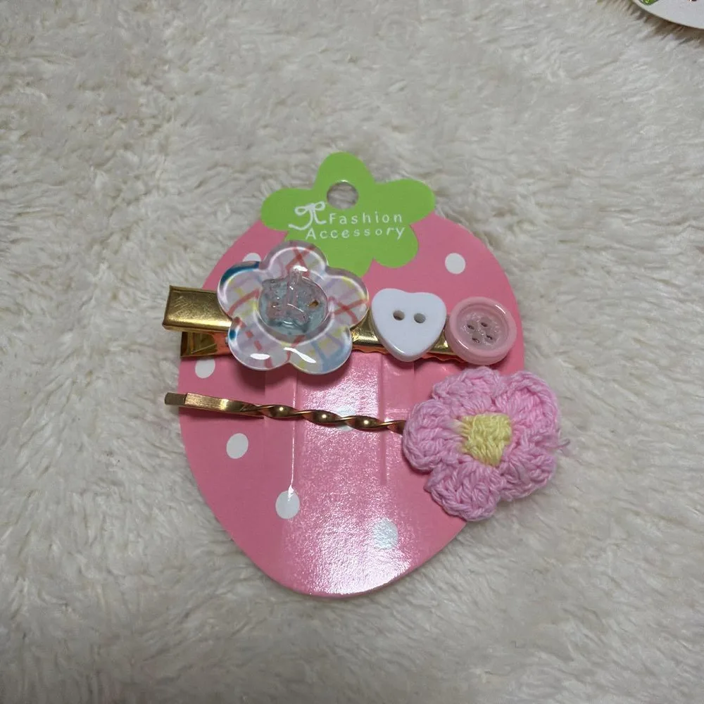 ハンドメイド ヘアピン ボタン かぎ針編み