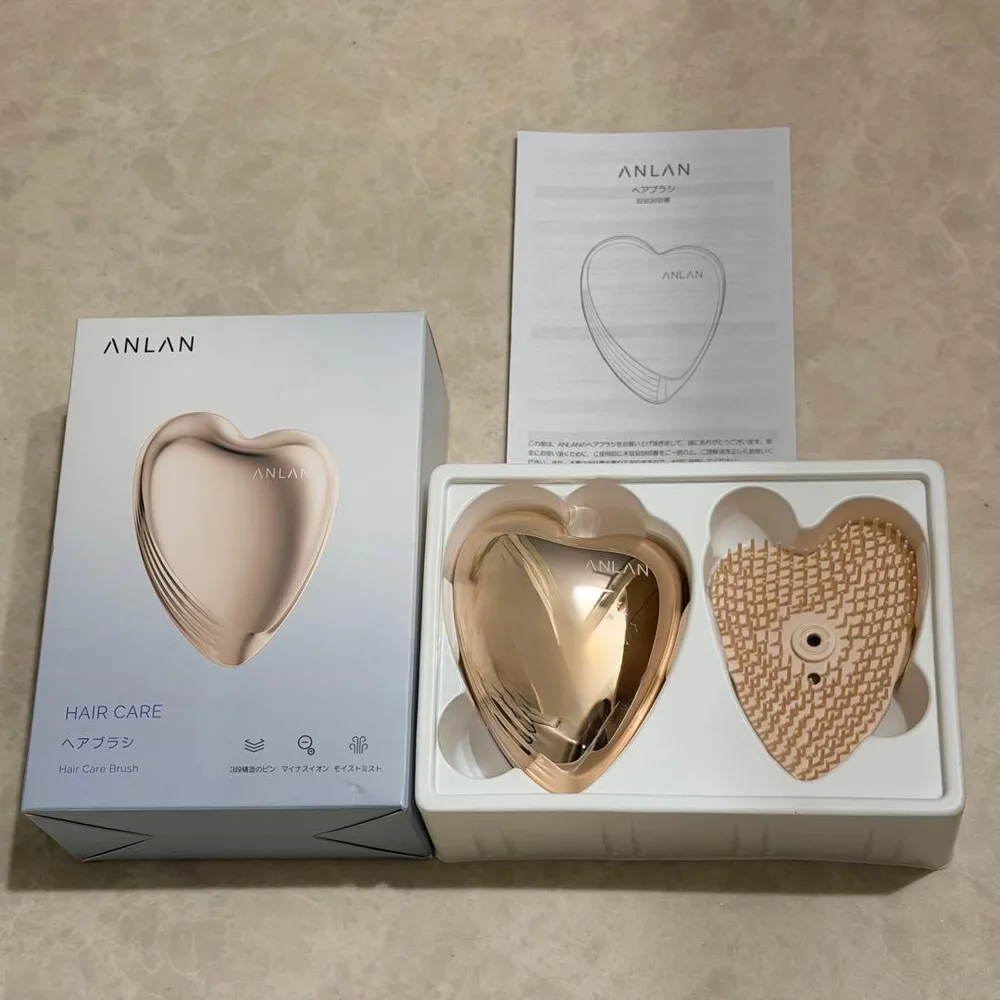 ANLAN ヘアブラシ V012 ハート型 マイナスイオン 箱付き
