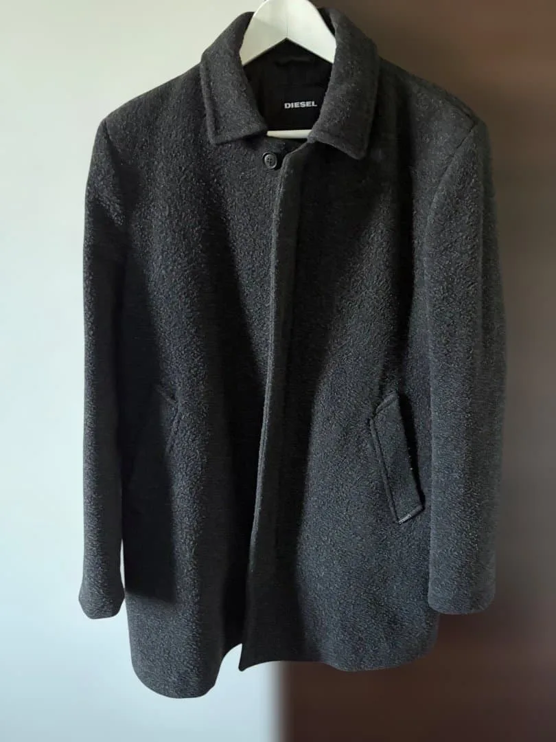 【美品】DIESEL ステインカラーウールコート チャコールグレー Mサイズ