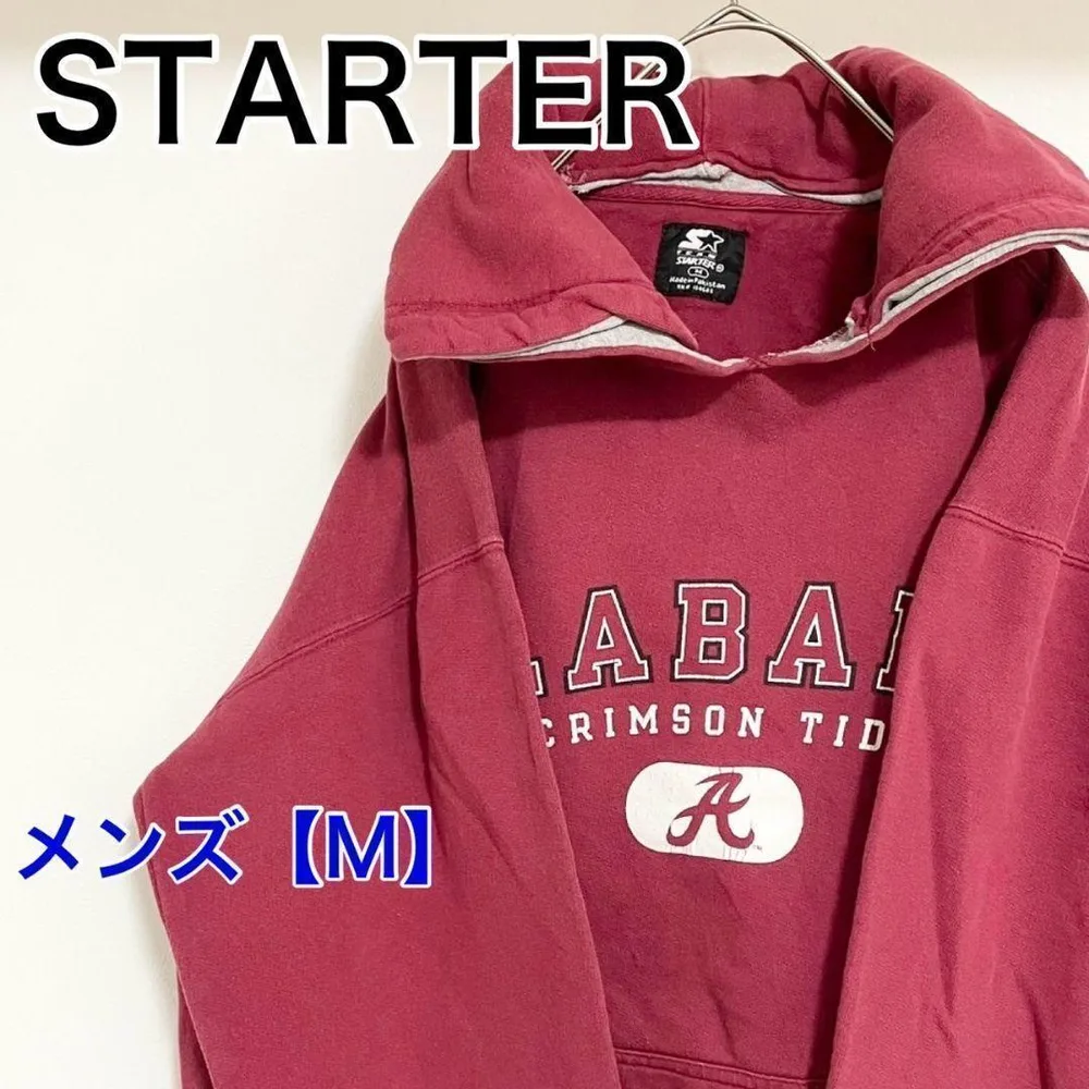 YAS7【US輸入】STARTER スウェットパーカー風【メンズM】長袖 えんじ