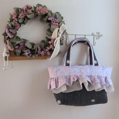 週末お値下げ☆ハンドメイド ヌビ×リバティ チュールバッグ