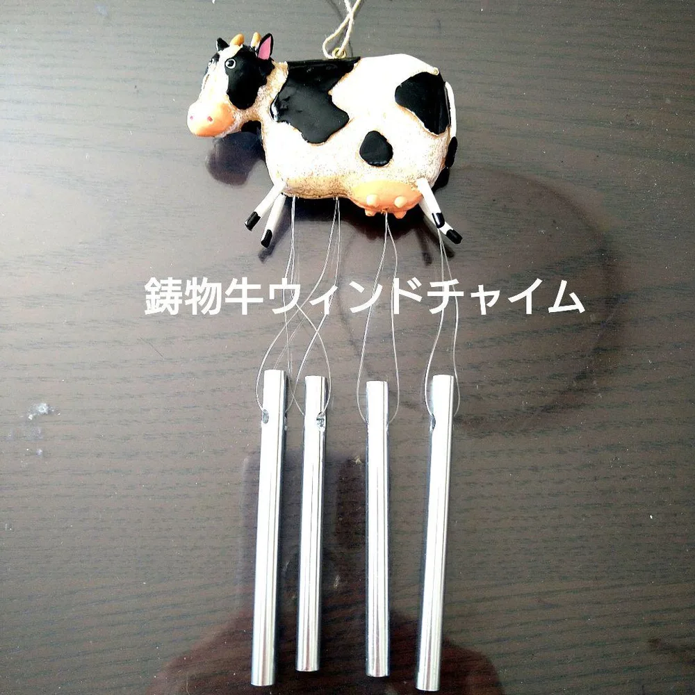 鋳物牛モチーフドアリング (ウィンドチャイム) インテリア