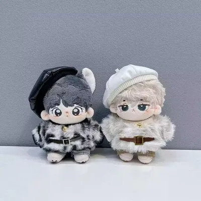 10cmぬいぐるみ服 豹柄ファー3点セット レザーベレー帽付き 2セット