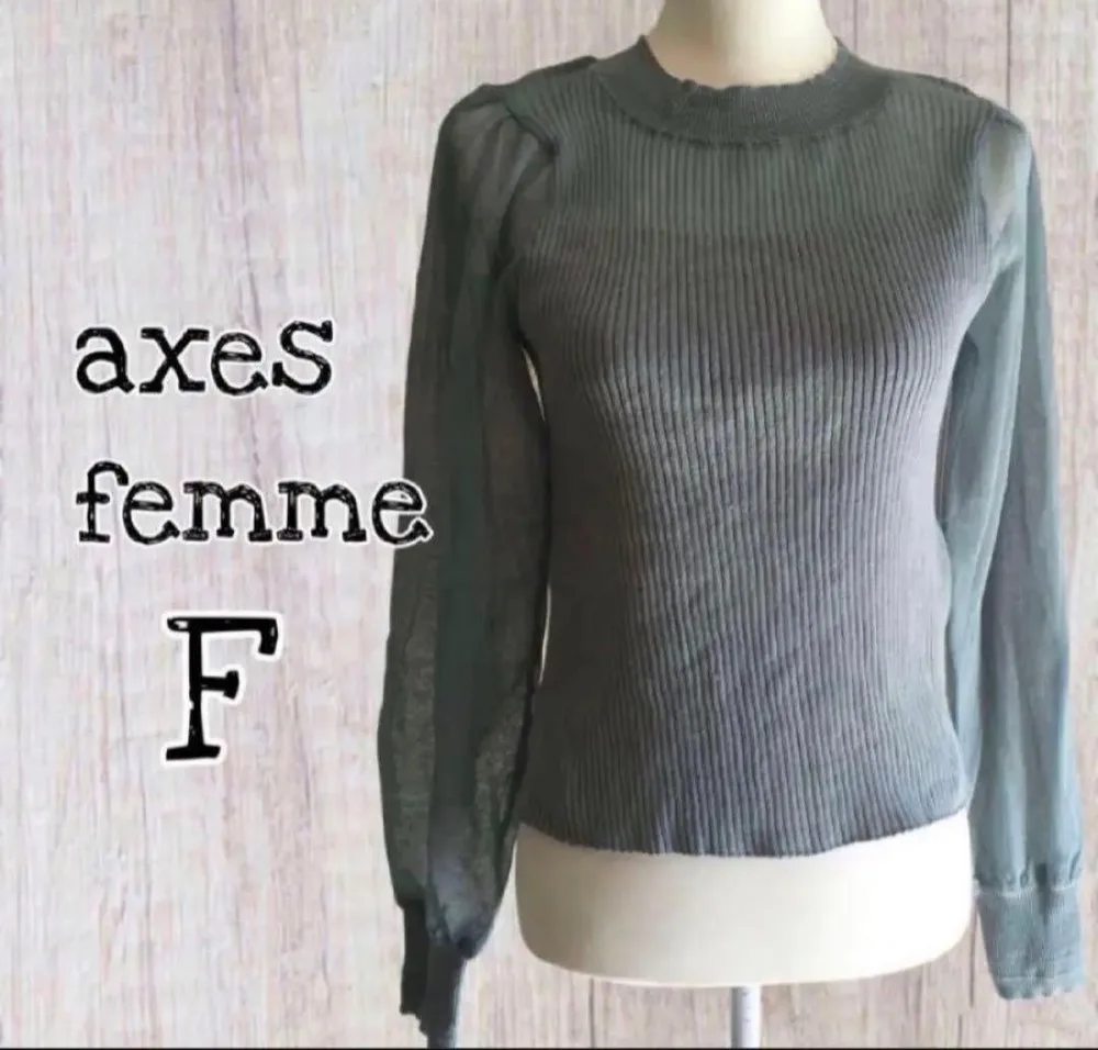 axes femme トップス シアーニットプルオーバー長袖 Fサイズ/USED