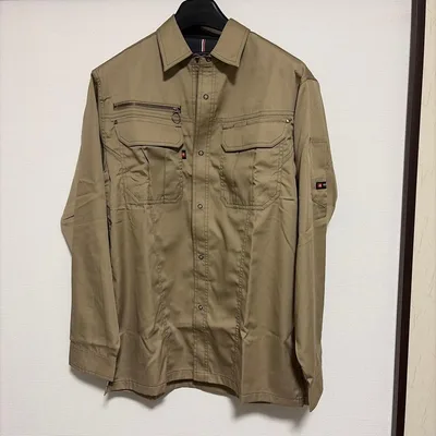 BURTLE ワークシャツ 長袖 カーキ
