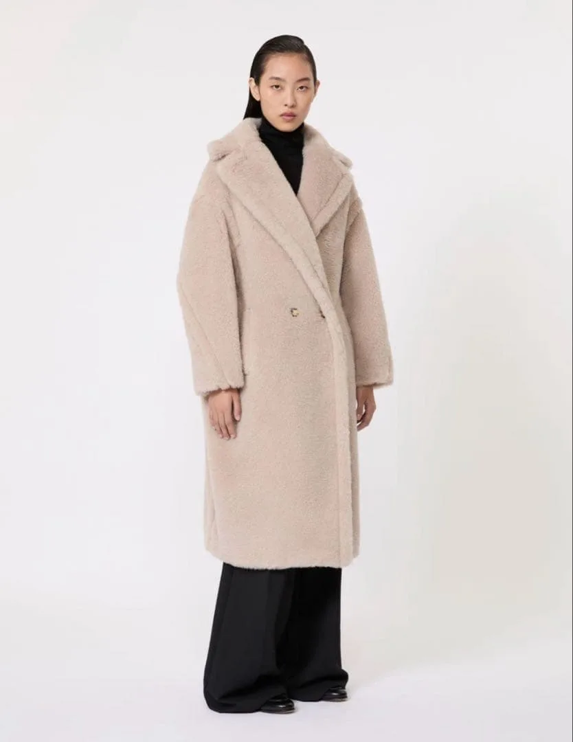 【美品】Max Mara / テディベア ロングコート XS カバー サンド
