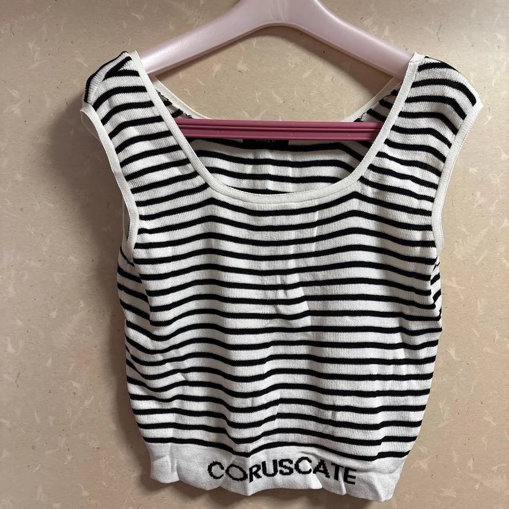 CORUSCATE 白黒ストライプ タンクトップ 3L