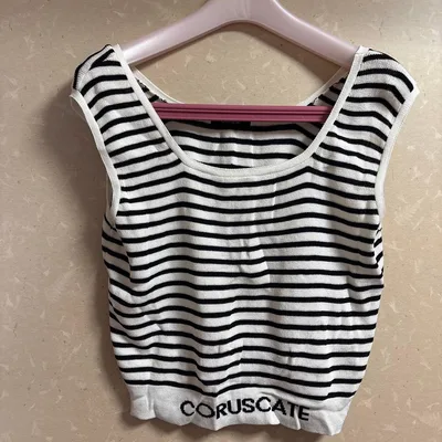 CORUSCATE 白黒ストライプ タンクトップ 3L