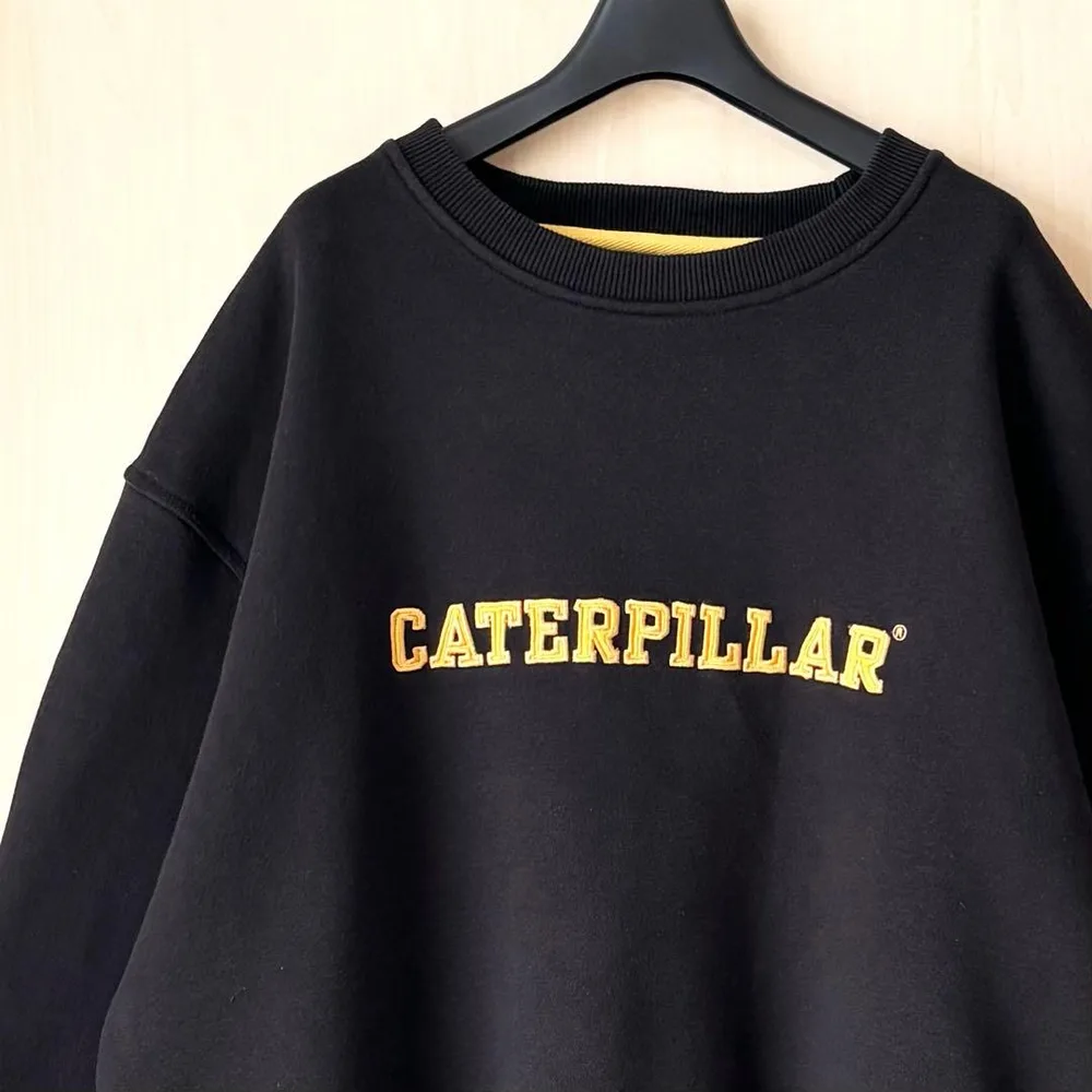 CAT 企業ロゴスウェット 肉厚 ヘビーウェイト 刺繍ロゴ 黒 裏起毛