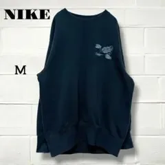 ナイキ スウェット トレーナー 黒 刺繍ロゴ オーバーサイズ 裏起毛 暖かい M