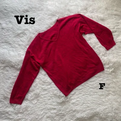 良品❤️レディース長袖カットソー/赤色/Vネック
