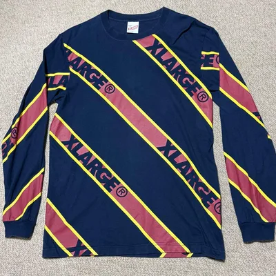 XLARGE エクストララージ 長袖Tシャツ 総柄 L ネイビー