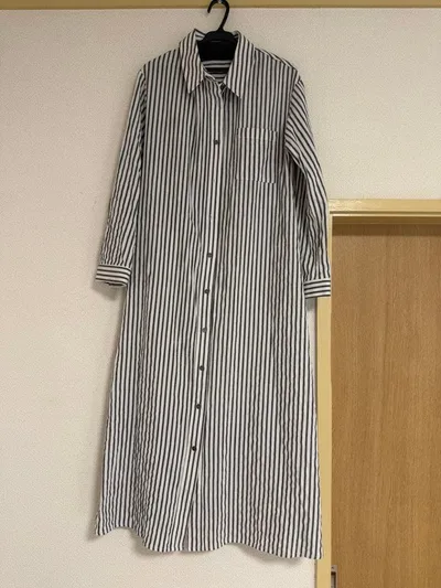 スタイルデリ ストライプ柄ロングシャツワンピース
