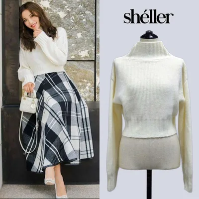 sheller シェリエ セミクロップドハイネックセーター