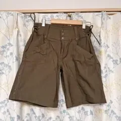 サイド編み上げ ショートパンツ カーキ