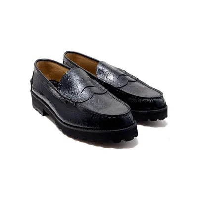 Kenford TANK SOLE LOAFERS BLACK PAISLEY