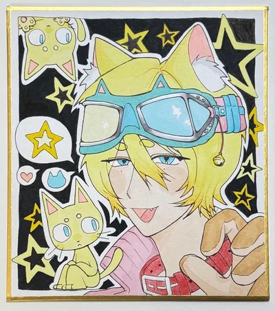 【一点物】猫耳少年 手描きイラスト 原画 オリジナルキャラクター