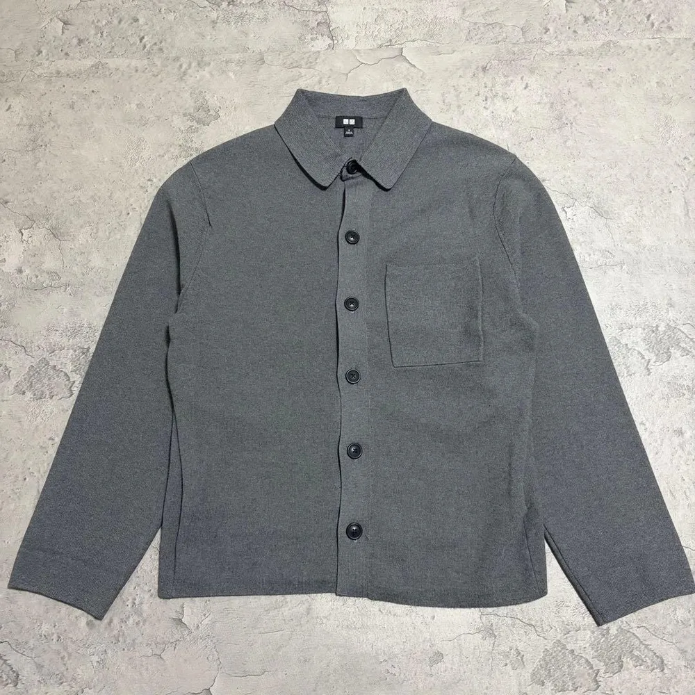 極美品 UNIQLO 471136 ミラノリブシャツカーディガン グレー S