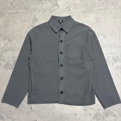 極美品 UNIQLO 471136 ミラノリブシャツカーディガン グレー S