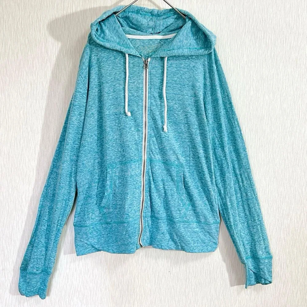 ✾ エアロポステール パーカー フード 長袖 XL 水色 綿 タウンユース
