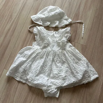 H&M ロンパース 帽子 セット ホワイト 74