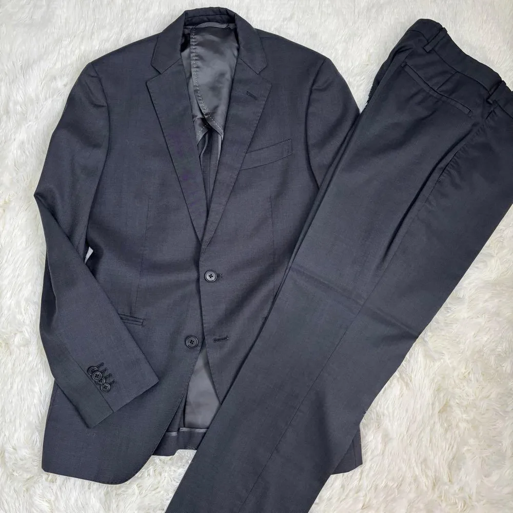 【美品】SUIT COMPANY セットアップ ビジネス スーツ ダークグレー