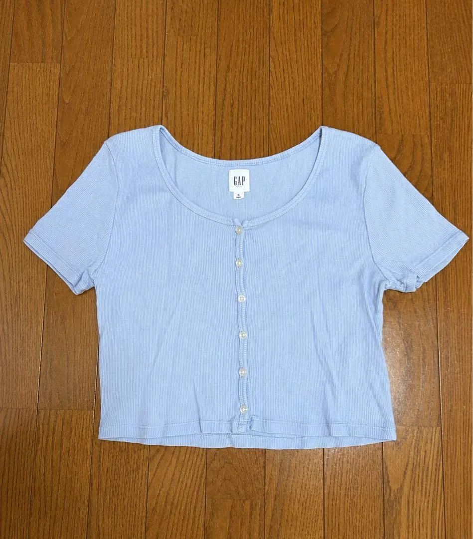 GAP 半袖 リブカーディガン ライトブルー M