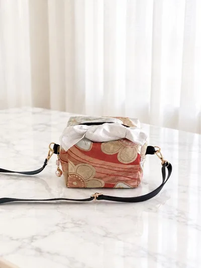 正絹 帯 リメイク ハンドメイド リボンショルダー