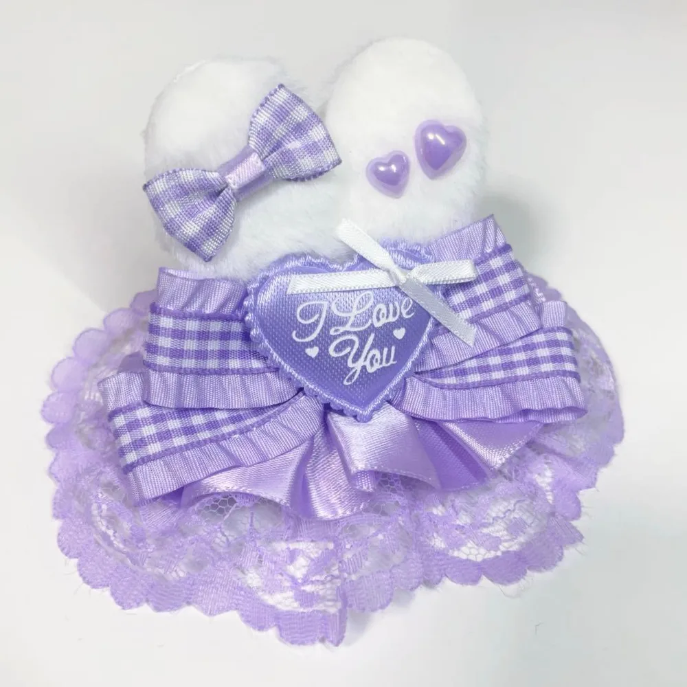 ♡ うさ耳 ヘアクリップ 髪飾り アイドル メイド コンカフェ 1個 紫 ♡