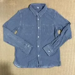 【無印良品】長袖 シャツ ブラウス トップス ストライプ柄 MUJI 150