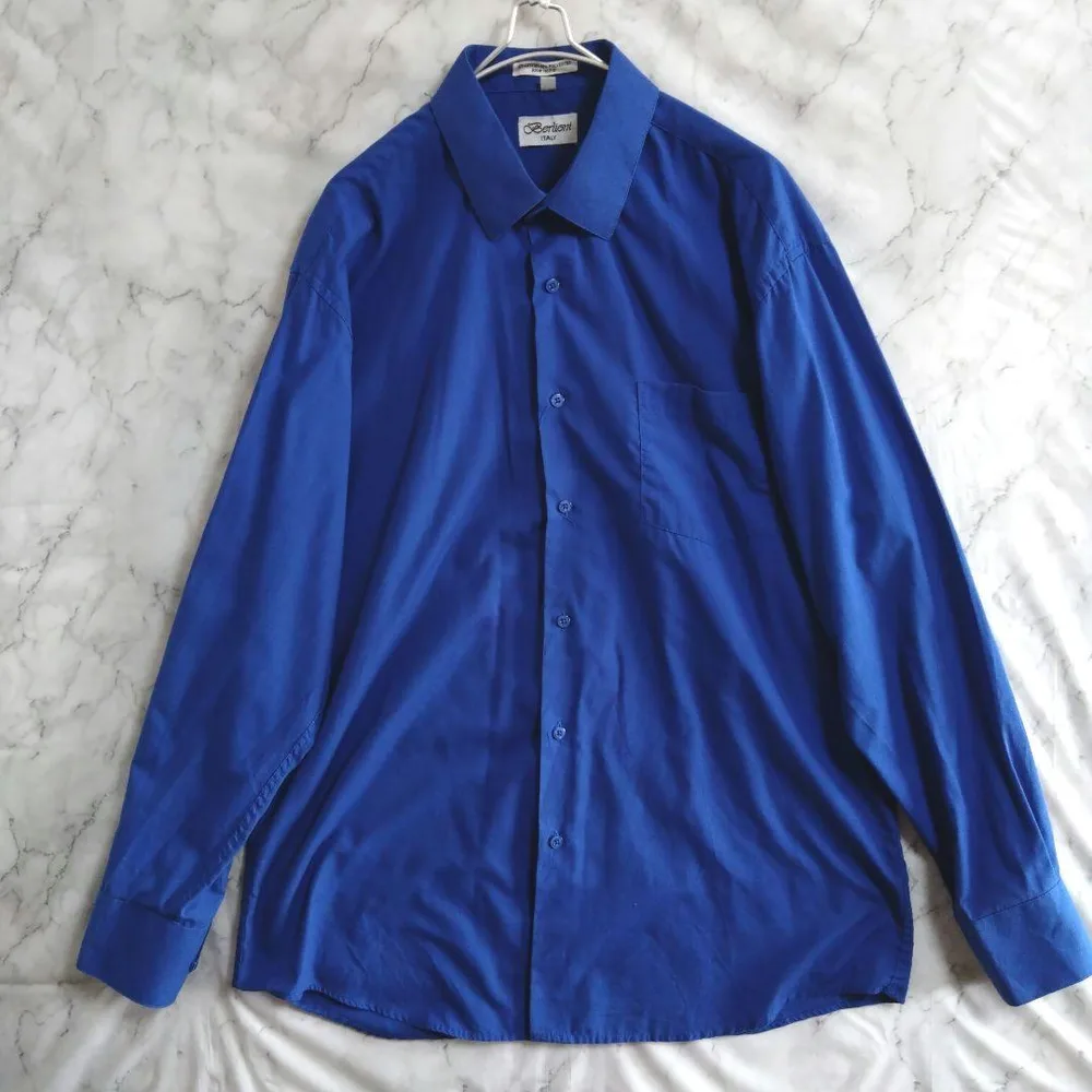 ★1049 Berlieni 長袖ワイシャツ XL 青 US古着