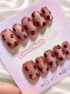 ネイルチップ ショートスクエア ヒョウ パンサー柄 Mサイズ