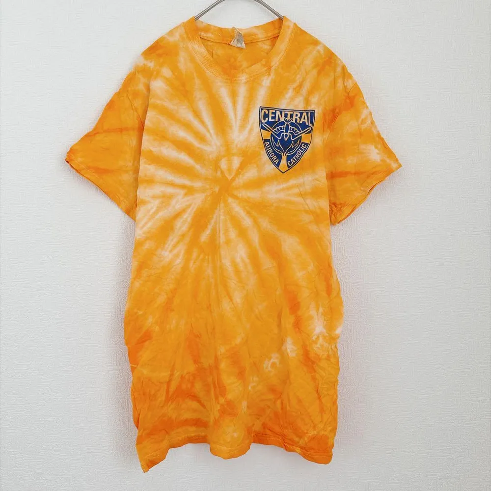 ギルダン 半袖Tシャツ クルーネック タイダイ S 橙 デイリー ユニセックス