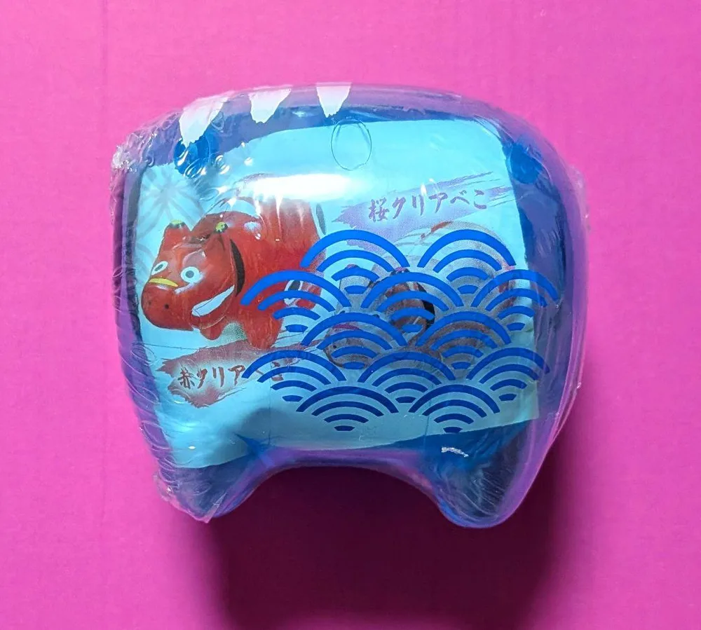 べこの貯金箱4 クリアver. 水色クリアべこ①