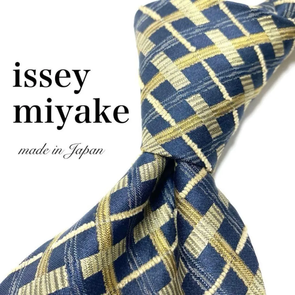【極美品】 issey miyake チェック柄 ネクタイ ネイビー シンプル