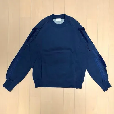 マメクロゴウチ 袖刺繍 スウェット トレーナー ネイビー 1