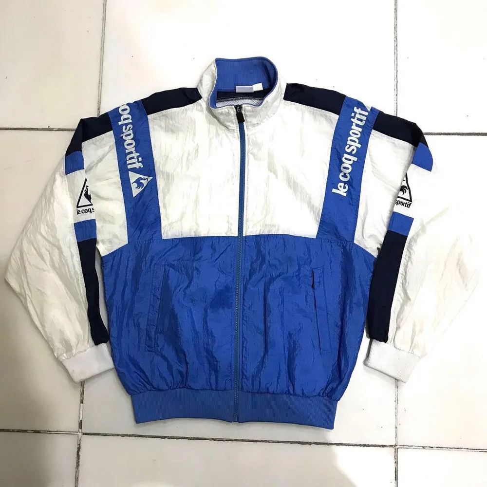 90s ルコック ナイロンジャケット ブルゾン ヴィンテージ 白青 L