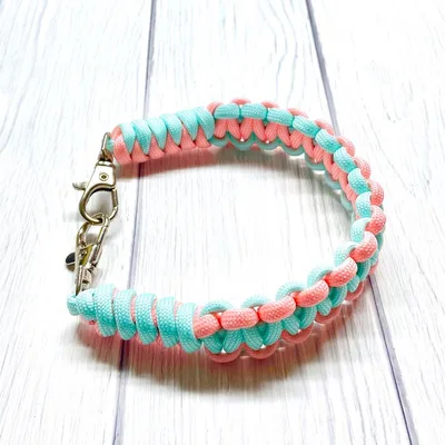 蓄光パラコード ハンドストラップ スマホ ベビーピンク×ライトブルー