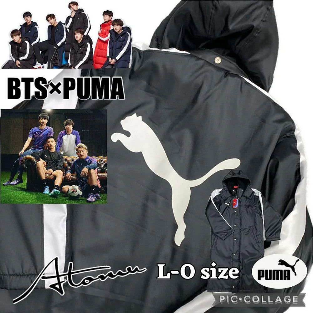 L PUMAボアコート プーマベンチコート プーマロングコート サッカースパイク