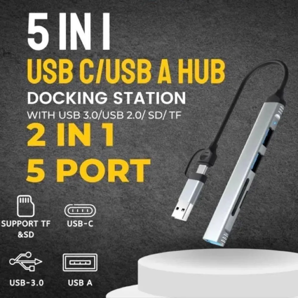 5 in 1 USBハブ USB-C USB-A USB3.0 SD/TFカード