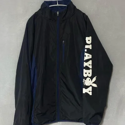 PLAYBOY ナイロンジャケット L ブラック×ネイビー